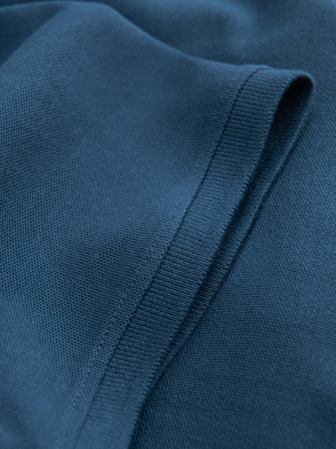 BASIC men's single color pique knit polo shirt - dark blue V13 OM-POBS-0100