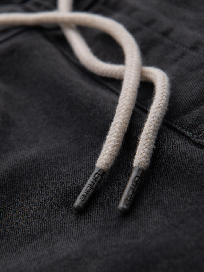 Men's shorts with elastic waistband and wash effect - grey V3 OM-SRDS-0192