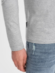 Men's longsleeve with buttons at the neckline - grey melange V8 OM-LSCL-0107