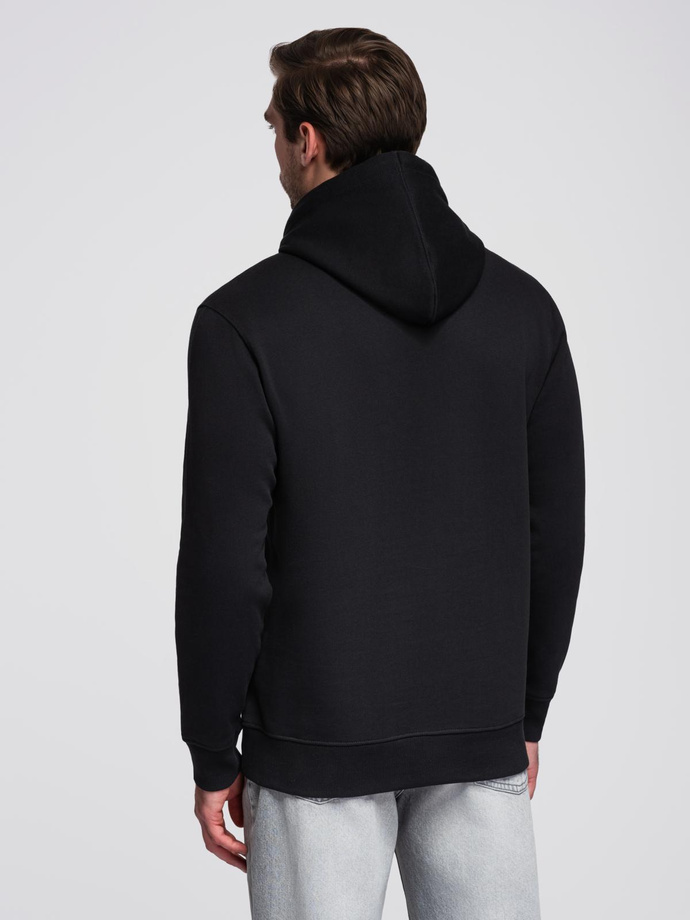 Men's BASIC kangaroo sweatshirt with hood - black V5 B1674