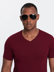 BASIC men's classic cotton T-shirt with a crew neckline - maroon V9 OM-TSBS-0145