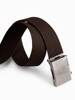 Men's belt with steamed buckle in aged silver - brown A029