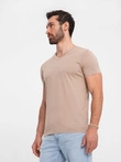 Tricou clasic din bumbac pentru bărbați cu decolteu în V BASIC - frasin V21 OM-TSBS-0145