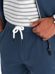 Men's sweatshirt set unbuttoned sweatshirt + shorts - dark blue V4 Z76