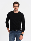 Pulover bărbătesc texturat cu decolteu semirotund - negru V4 OM-SWSWW-0104