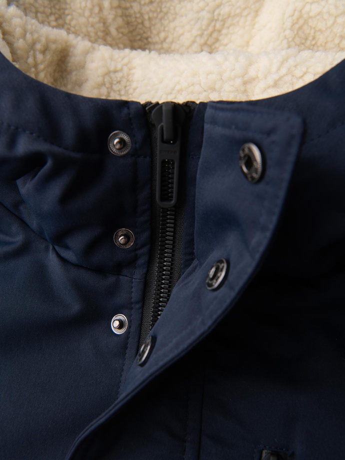 Warmed quilted men's jacket with raglan sleeves - extinguished purple V6 OM-JAHP-0302