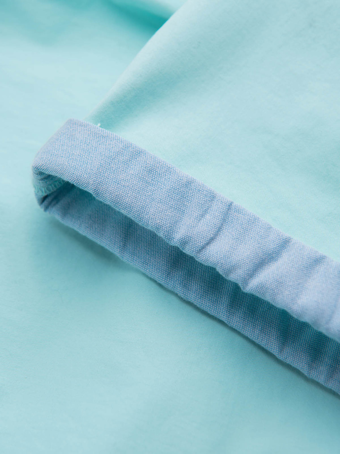 Pánské chinos šortky s kontrastním ohrnutím - tyrkysové V4 W421