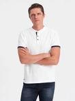 Tricou polo fără guler pentru bărbați - alb V1 OM-TSCT-0156