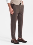 Pánské chino kalhoty s elastickým pasem SLIM FIT - čokoládové V2 OM-PACP-0158