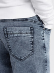 Pantaloni bărbătești din denim marmorat cu picior brut SLIM FIT - albastru închis V4 OM-PADP-0146