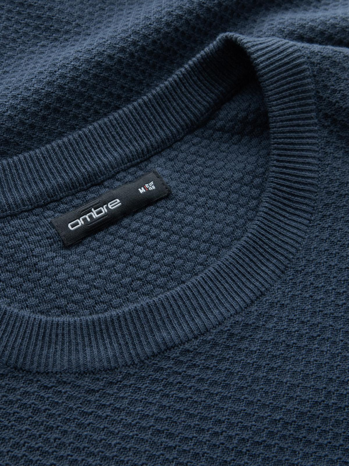 Men's RELAXED FIT knitted diamond-knit sweater - navy blue V2 OM-SWSW-0110