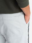 Men's knit joggers with pleats - light grey V3 OM-PAJO-0202