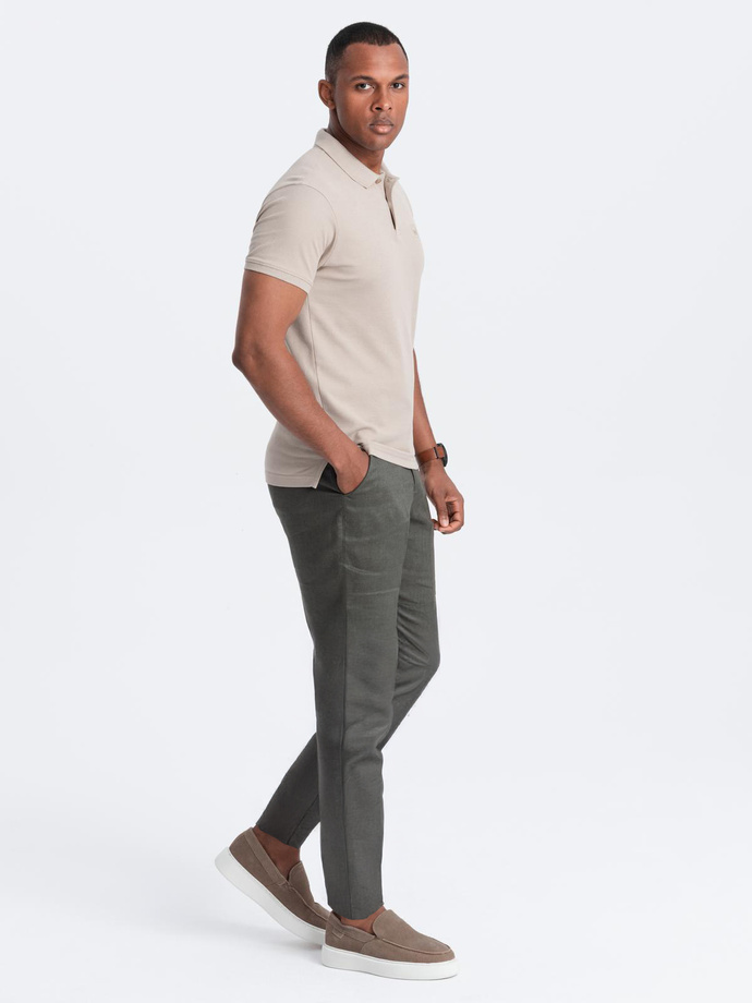 Tricou polo BASIC pentru bărbați - bej închis V5 OM-POBS-0100