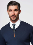 Men's sweater with viscose and spread neckline - navy blue V4 OM-SWZS-0124