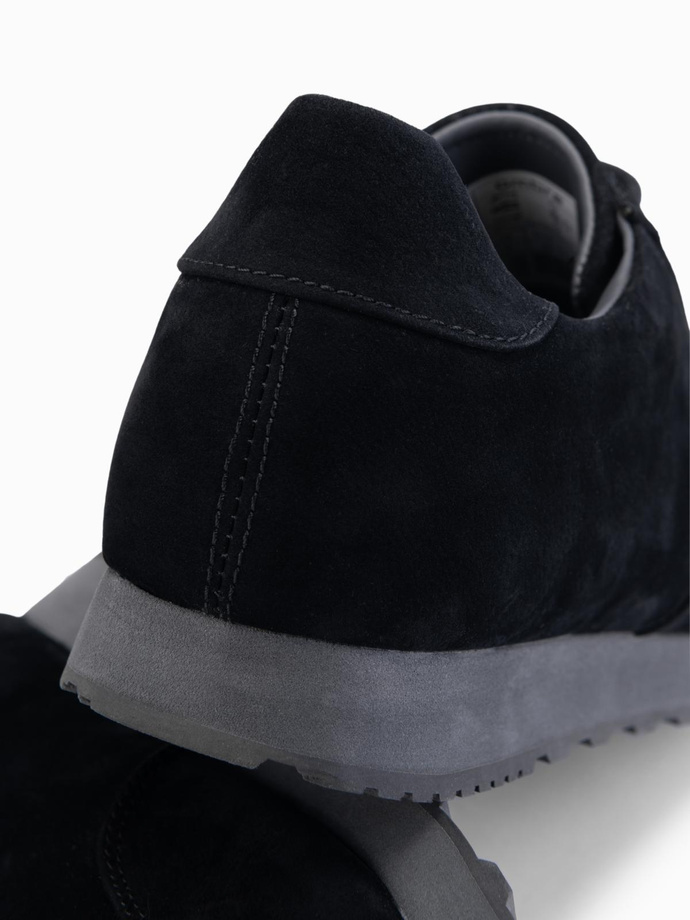 Men's sports shoes sneakers in eco leather with suede finish- black V1 OM-FOCS-0161