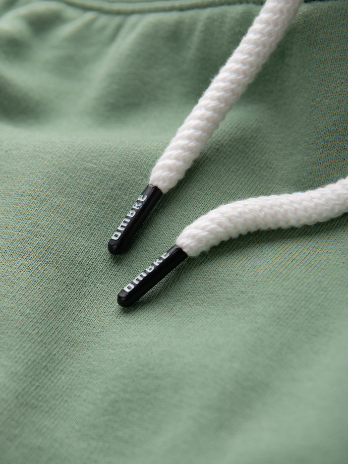 Pantaloni scurți tricotați pentru bărbați cu cordon în talie și buzunare - verde V3 OM-SRBS-0139