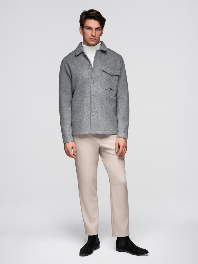 Jachetă fleece pentru bărbați din viscoză ușoară - gri V2 OM-JANP-0199