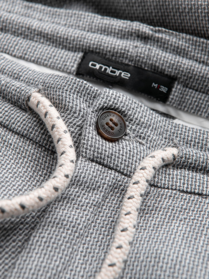 Men's knit shorts in linen and cotton - gray V1 OM-SRCS-0130