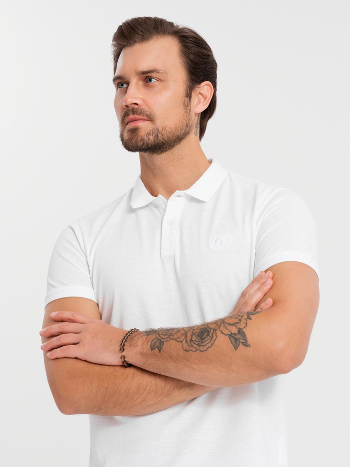 Set tricou polo din bumbac pentru bărbați BASIC - negru/marin/alb V1 OM-POBS-0133