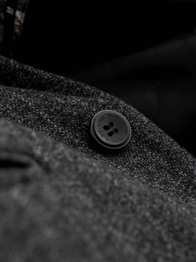 Sacou elegantă pentru bărbați din jacquard cu dungi fine - grafit V1 OM-BLZB-0113