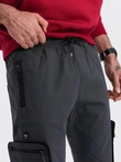 Men's JOGGER pants with stand-off and zippered cargo pockets - graphite V6 OM-PAJO-0135