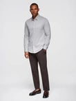 Vyriški SLIM FIT marškiniai iš dekoratyvinio audinio - pilki V2 OM-SHCS-0175