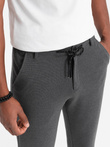 Men's knitted pants with elastic waistband - dark grey V2 OM-PACP-0116