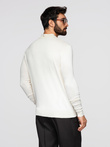 Men's knitted half turtleneck with viscose - cream V4 OM-SWTN-0100 