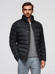 Men's quilted jacket with stand-up collar and chest zips - black V1 OM-JALP-0260