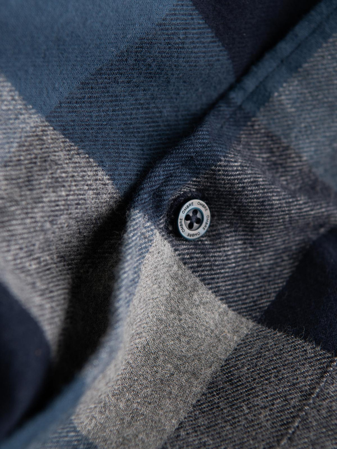 Vyriški languoti flaneliniai marškiniai - mėlyni V4 OM-SHCS-0150