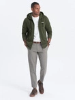 Men's unbuttoned hooded sweatshirt - olive V1 OM-SSZP-22SS-010