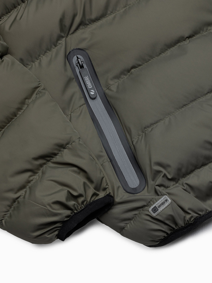 Pánská zimní prošívaná bunda - khaki C451