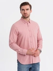 Men's REGULAR FIT cotton shirt with pocket - pink V3 OM-SHOS-0153