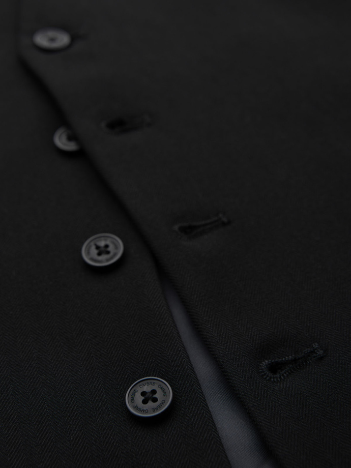 Elegantiška vyriška SLIM FIT eglutės spalvos liemenė - juoda V3 OM-BLZV-0143