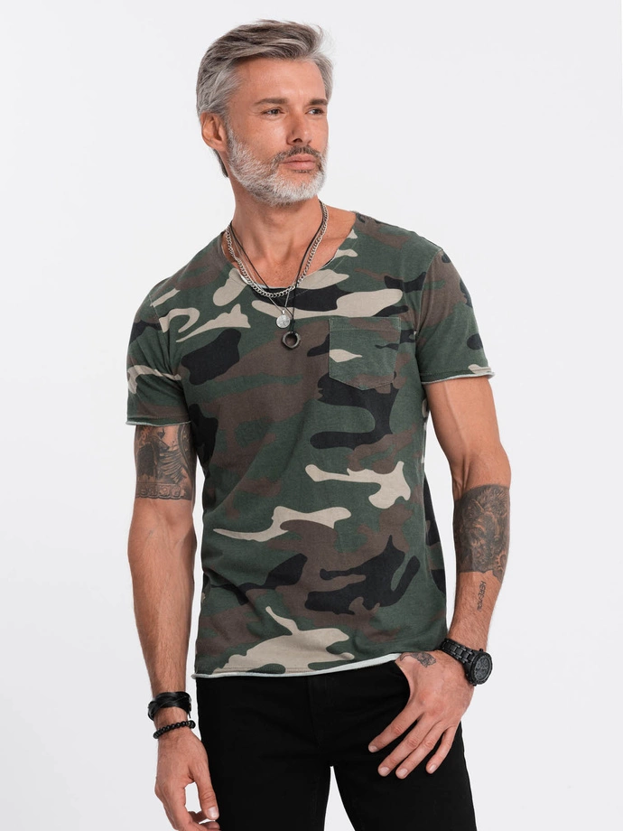 Tricou cu imprimeu - kaki-camo S1616