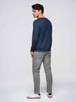 Men's sweatshirt with round neckline and patch - navy blue V2 B1713