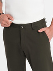 Pánské chino kalhoty REGULAR FIT s jemnou strukturou - tmavě zelené V4 OM-PACP-0184