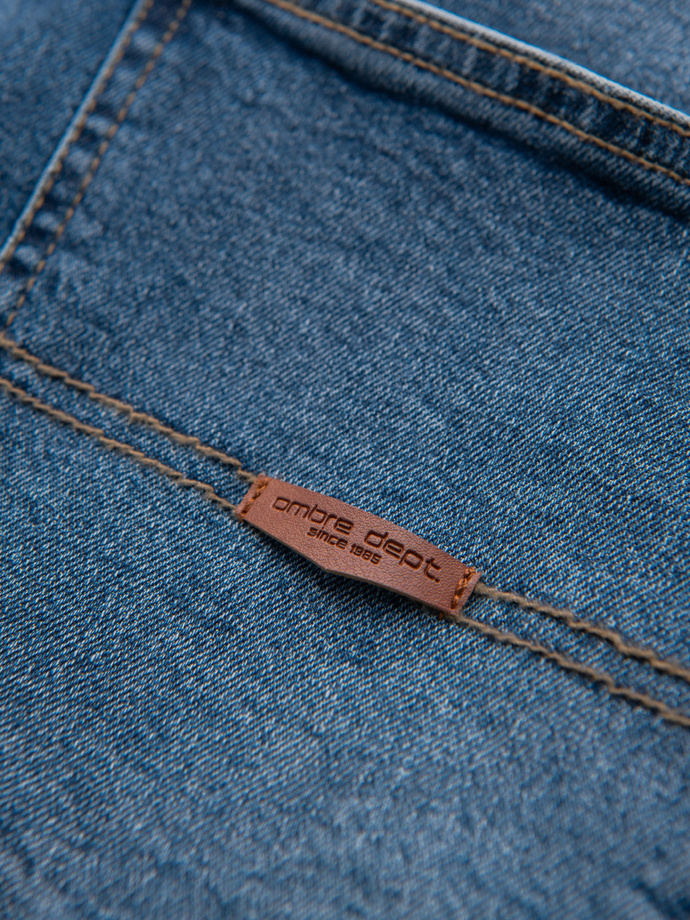 Pánské džínové kalhoty SLIM FIT s odřením - tmavě modré V2 OM-PADP-0255