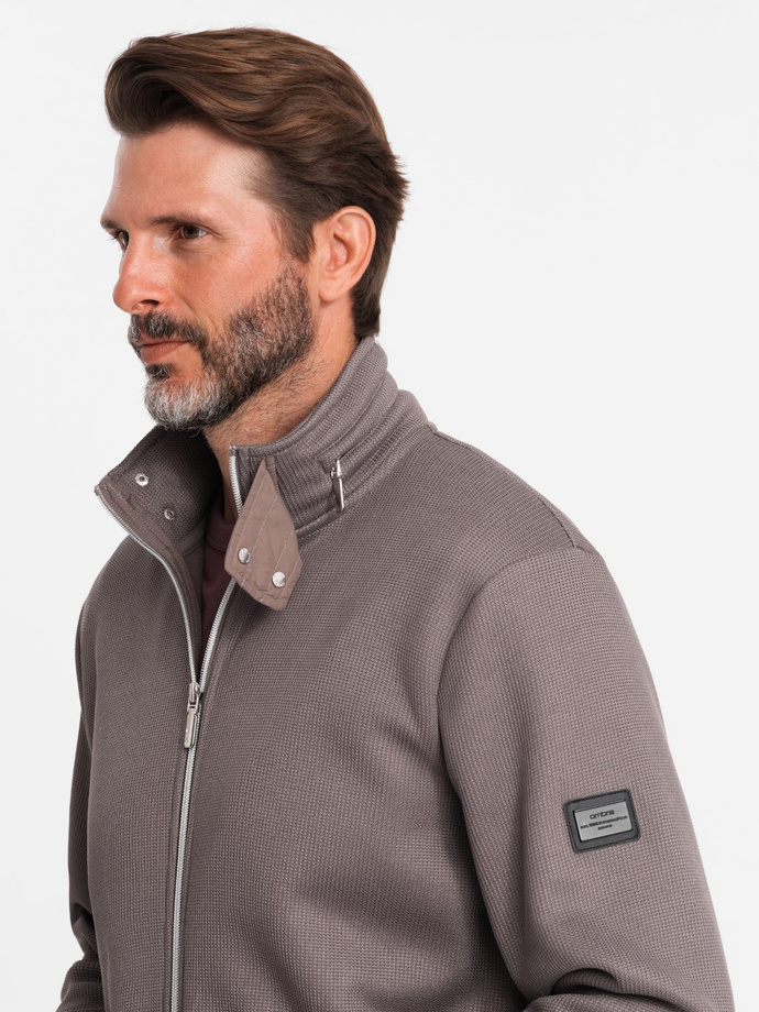 Men's jacket with high collar and fleece interior - ash V2 OM-JANP-0154