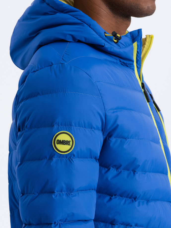 Men's quilted sports jacket - blue V4 OM-JALP-0118