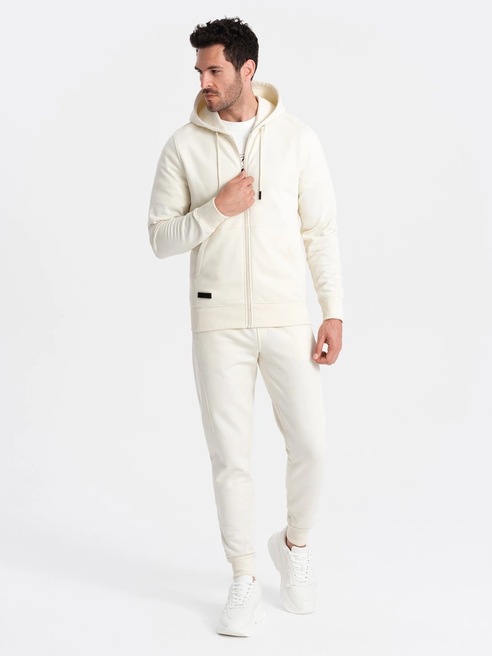 BASIC men's sweatshirt set unbuttoned sweatshirt + joggers - cream V5 Z86