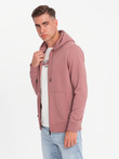 BASIC men's unbuttoned cotton sweatshirt - dark pink V4 OM-SSBZ-0160
