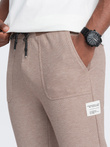 Men's structured knit sweatpants - coffee V2 OM-PASK-0211