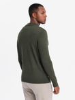 Men's knitted half turtleneck with viscose - dark olive V5 OM-SWTN-0125