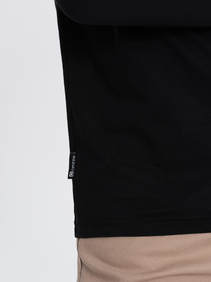 BASIC men's longsleeve with round neckline - black V1 OM-LSBL-0106