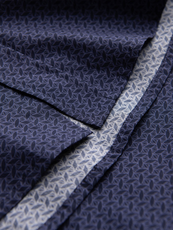Men's cotton patterned SLIM FIT shirt - navy blue V6 OM-SHCS-0151