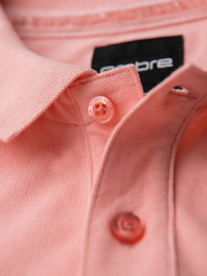 Cotton pique knit polo shirt - pink V5 OM-POSS-0103