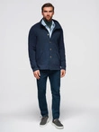 Men's button-down sweatshirt with collar - navy blue V4 OM-SSZP-0240