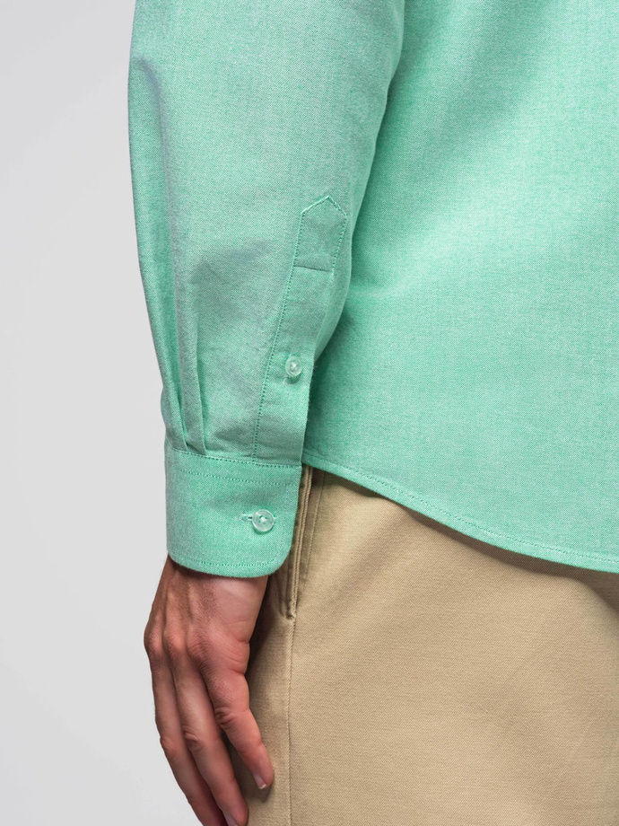 Pánska pastelová bavlnená košeľa oxford - mentolová V4 OM-SHOS-0183