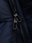Vyriška dygsniuota striukė su gobtuvu ir užtrauktuku - tamsiai mėlyna V2 OM-JAHP-0238